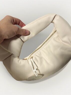Melie Bianco Alexandria top knot bag Ivory color vegan leather NWT